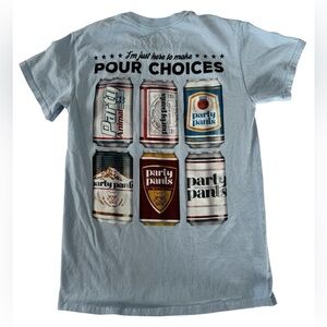 Party Pants Beer Graphic Tee “Pour Choices” Funny Drinking Shirt Size S